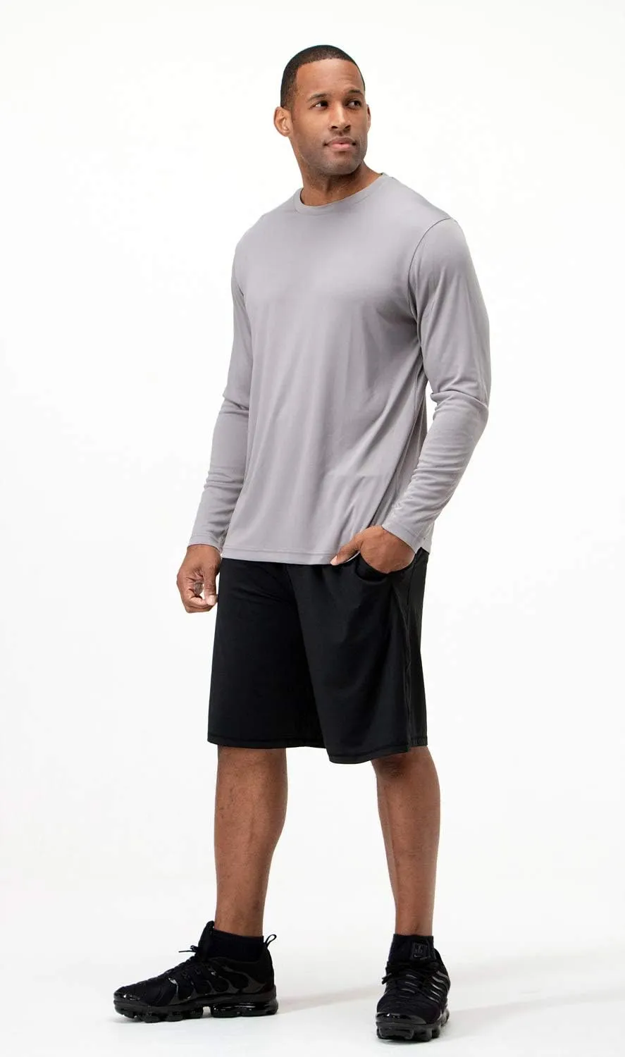 DEVOPS 2 Pack Men's Sun Protection Quick Dry Long Sleeve Rash Guard Fishing Running Garden Cycling Garage Homewear Shirt