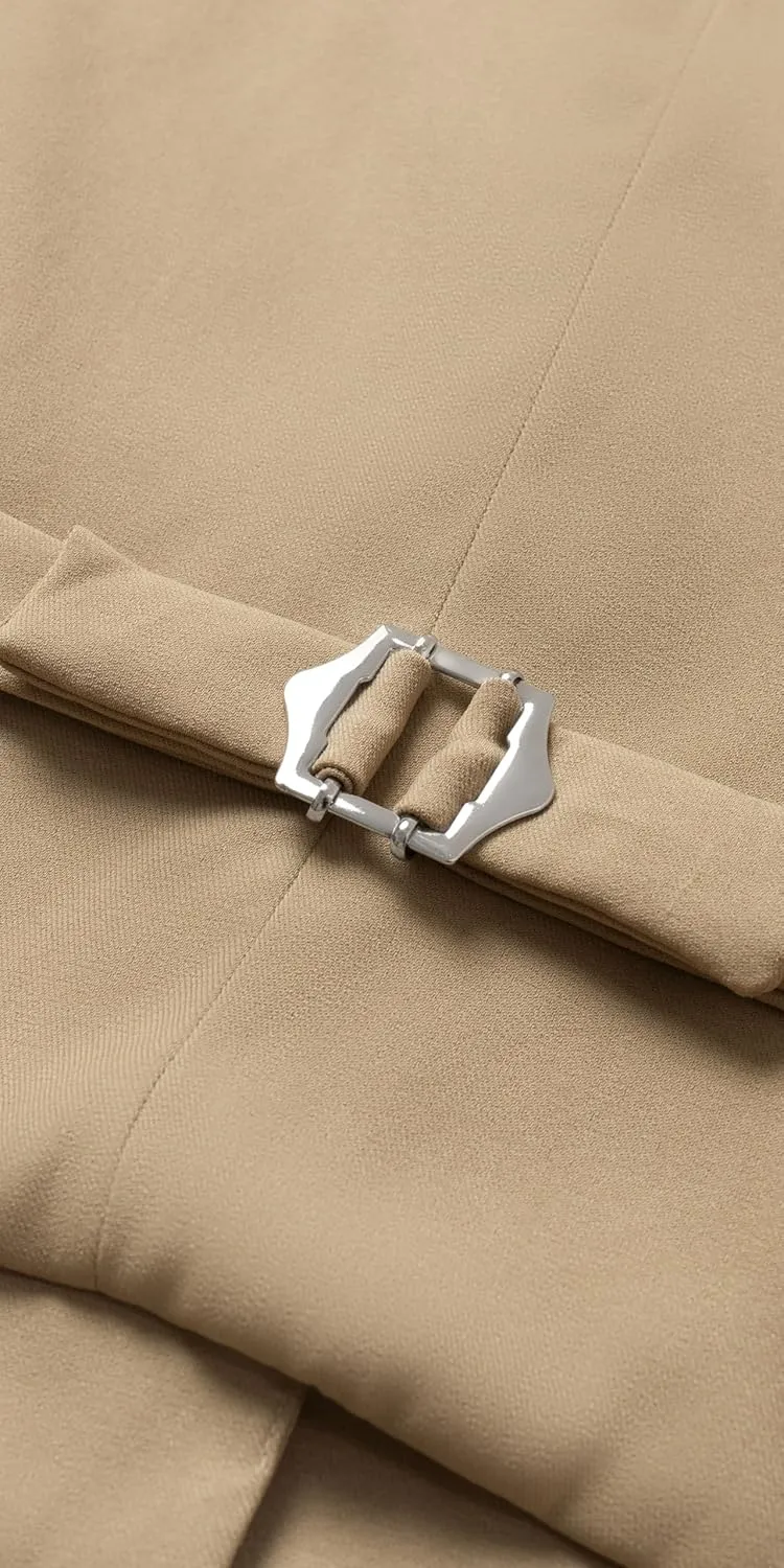 Effortless Elegance  Women's 2-Piece Business Suit, Sleeveless Vest, V Neck & High-Waisted Pants