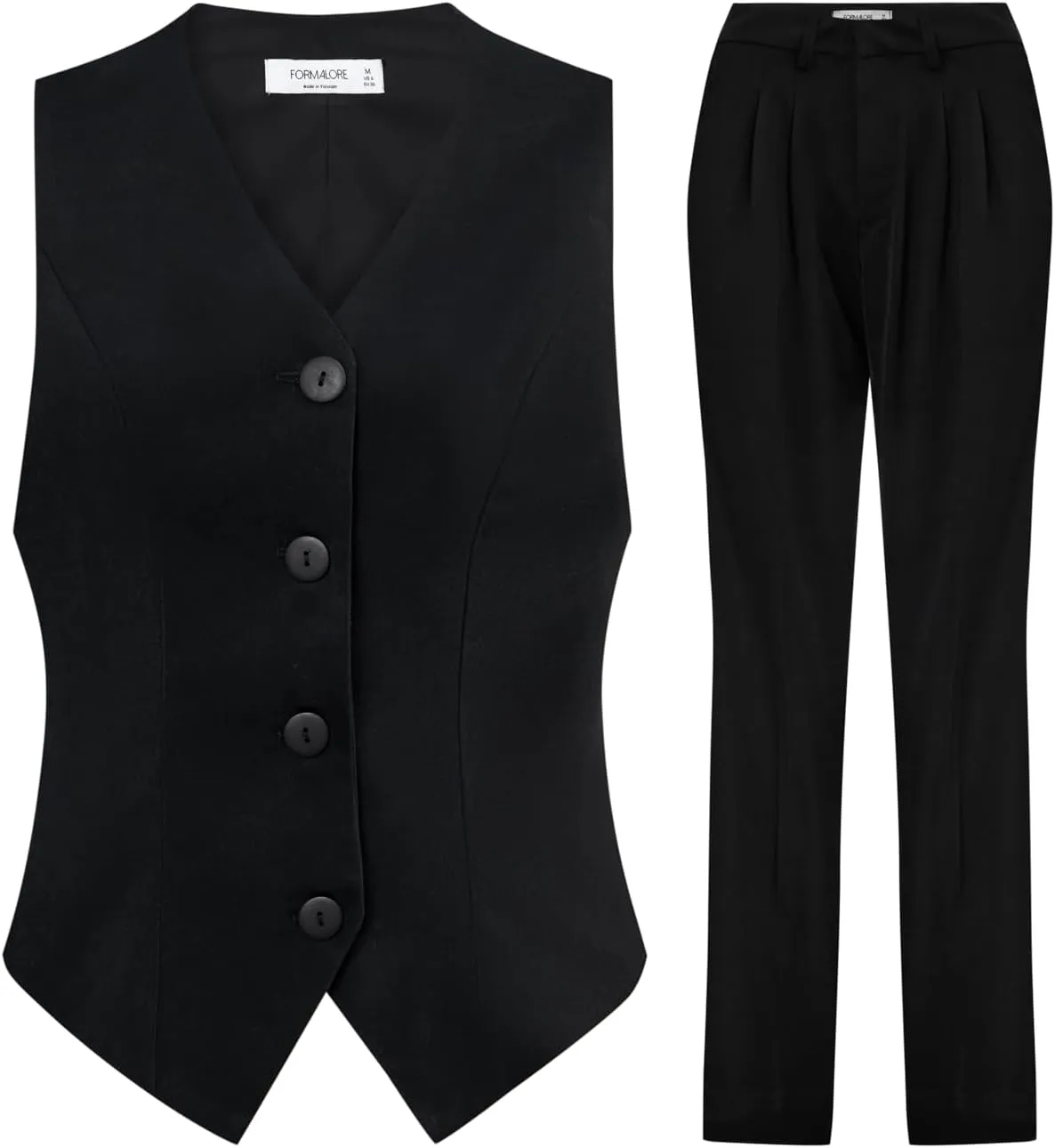 Effortless Elegance  Women's 2-Piece Business Suit, Sleeveless Vest, V Neck & High-Waisted Pants