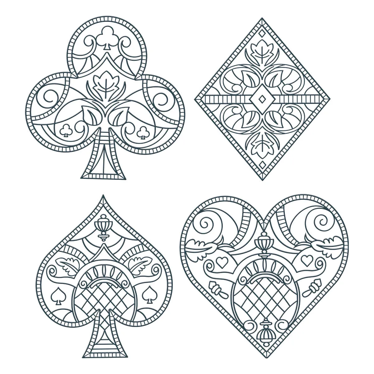 Enchanting Suit Facets Press Plates from the Jack of All Trades Collection by Jaycee Gaspar