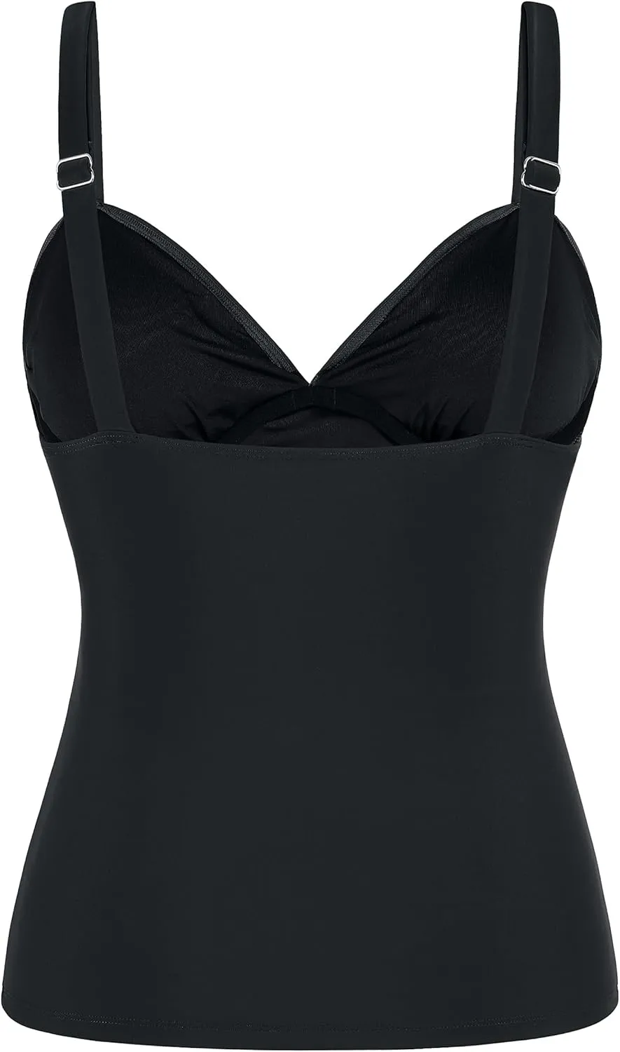 Firpearl Womens Underwire Tankini Top Only Twist V Neck Swimsuits for Big Busted Ruched Tummy Control Bathing Suit Tops