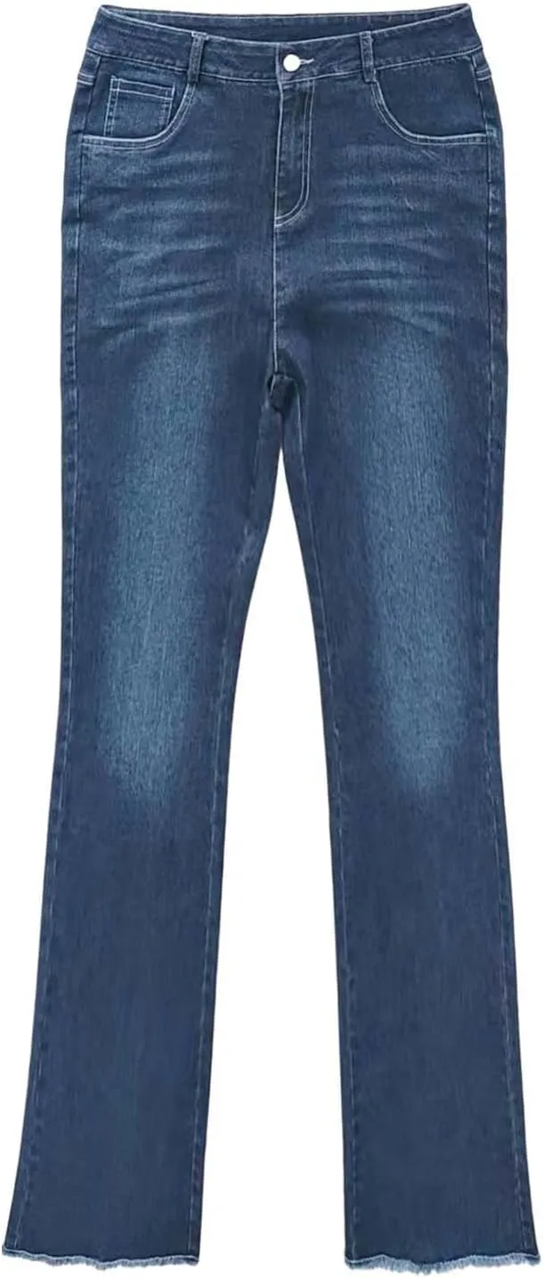 Flare Jeans for Women High Waisted Stretchy Bell Bottom Jean Plus Size Denim Pants Trendy Wide Leg Long Pant Trousers