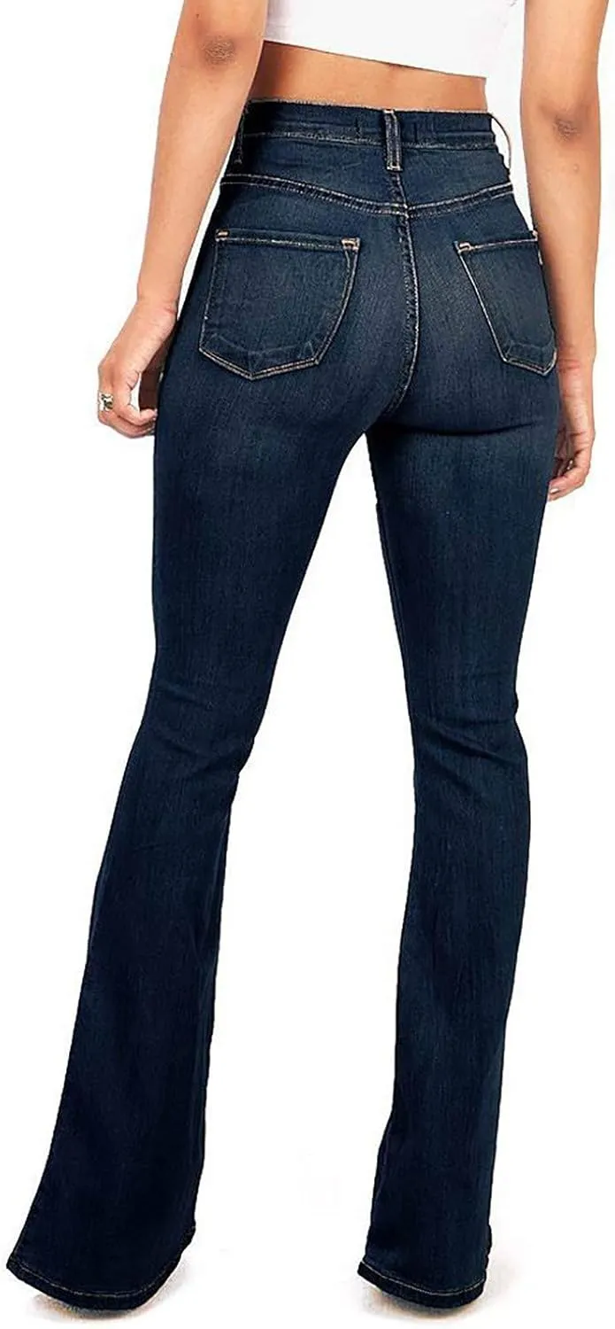Flare Jeans for Women High Waisted Stretchy Bell Bottom Jean Plus Size Denim Pants Trendy Wide Leg Long Pant Trousers