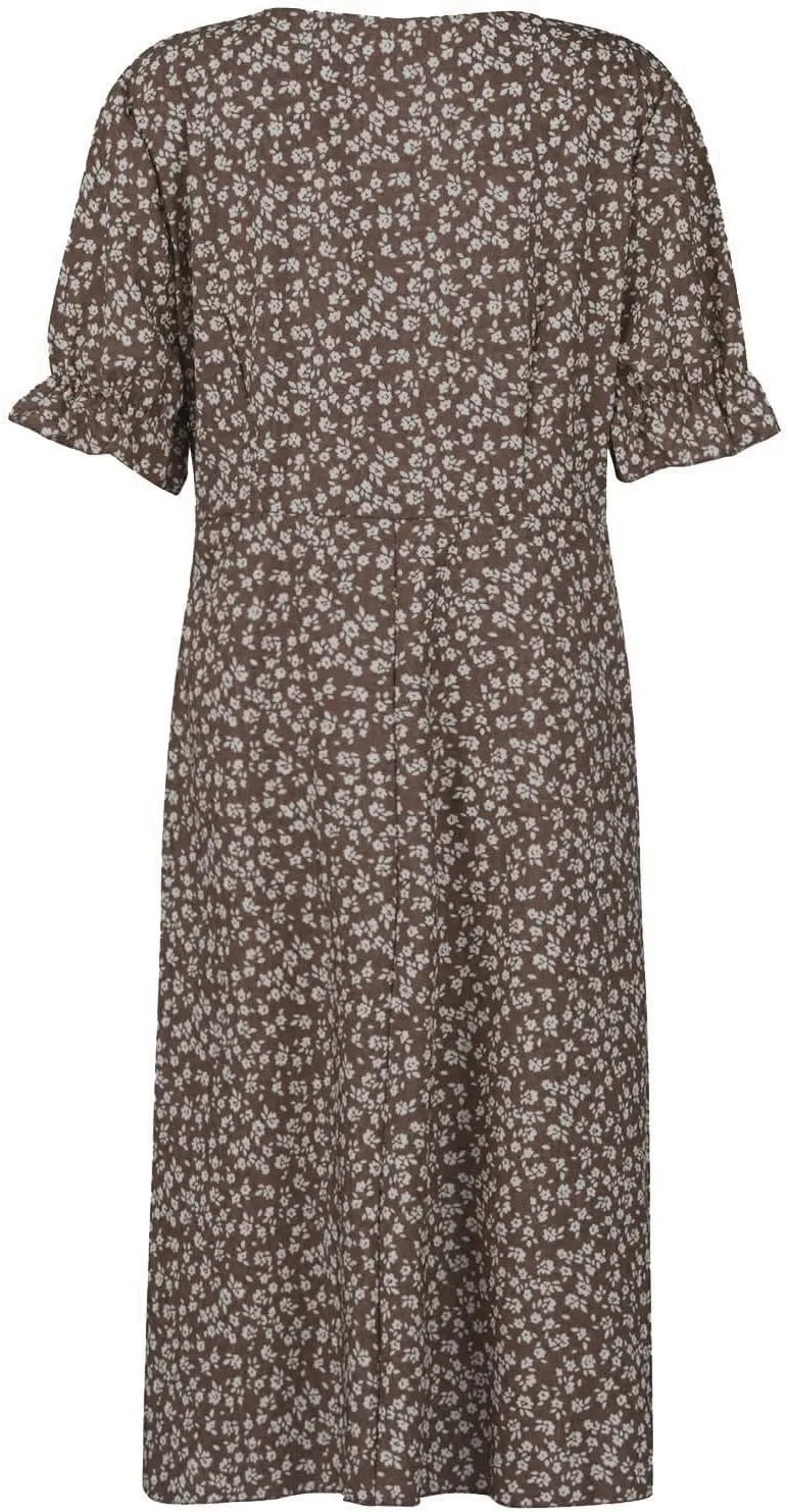 Floral Vacation Dresses for Women: Trendy V-Neck Ruched Short/Long Sleeve Dress - Casual Fashion for Spring/Summer
