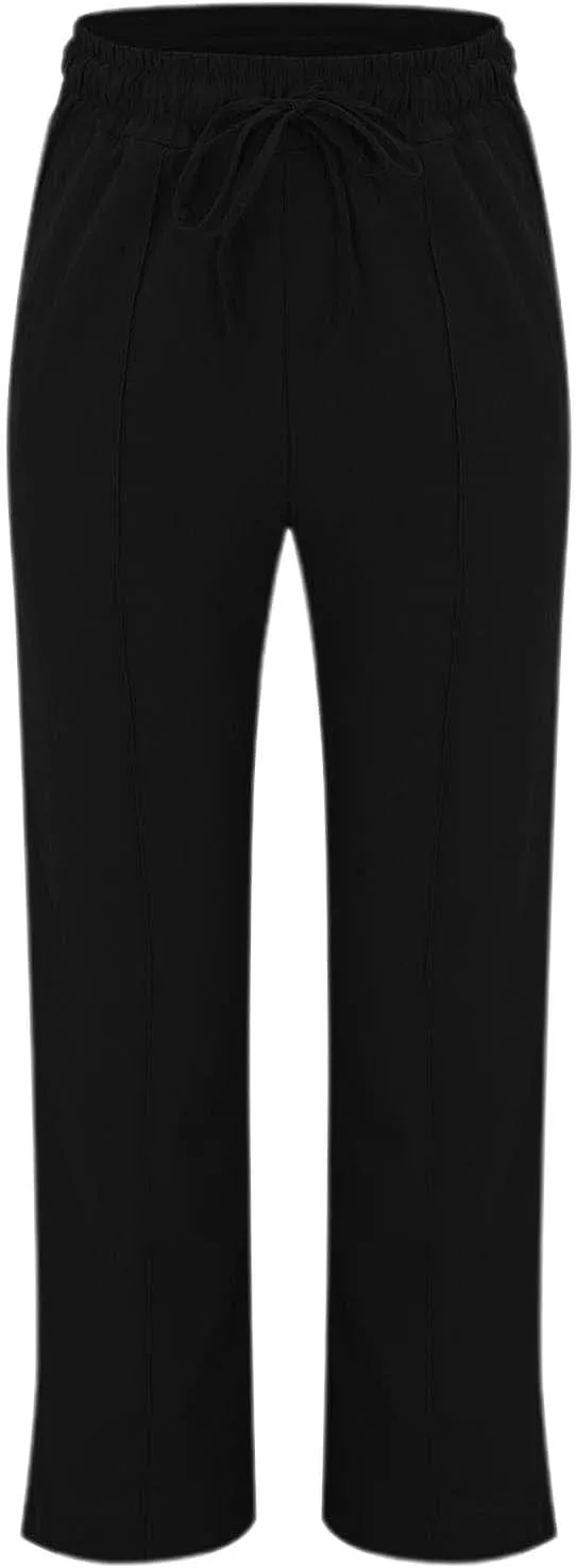 FZVYD Women's Casual Cotton Linen Pants 2025 Fashion Drawstring Lightweight Summer Relax Fit Straight Leg Lounge Trousers