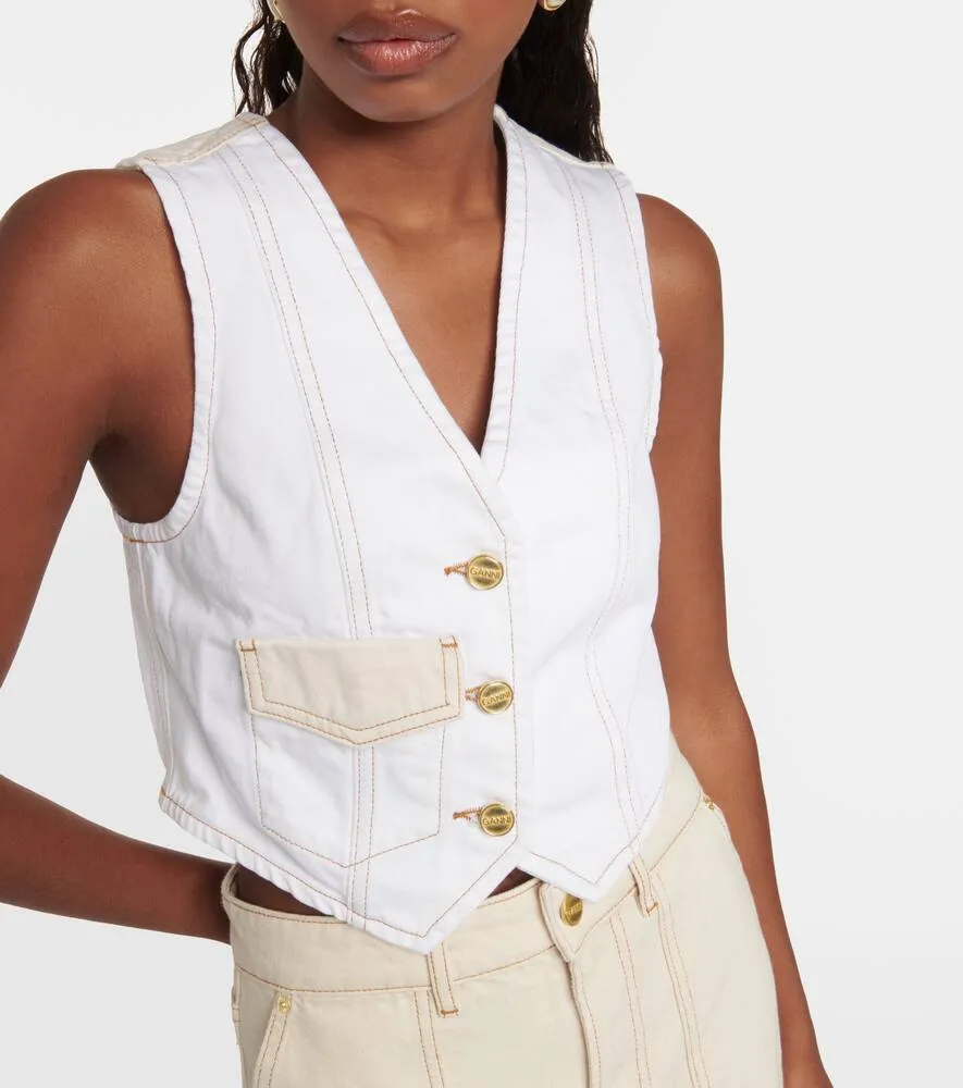 Ganni Cropped denim vest