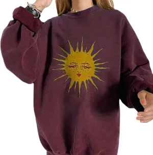 GAOJU Oversized Graphic Sweatshirt for Women Crewneck Long Sleeve Drop Shoulder Casual Pullover Sweatshirt Tops