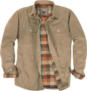 Gioberti Men's 100% Cotton Brushed and Soft Twill Shirt Jacket with Flannel Lining