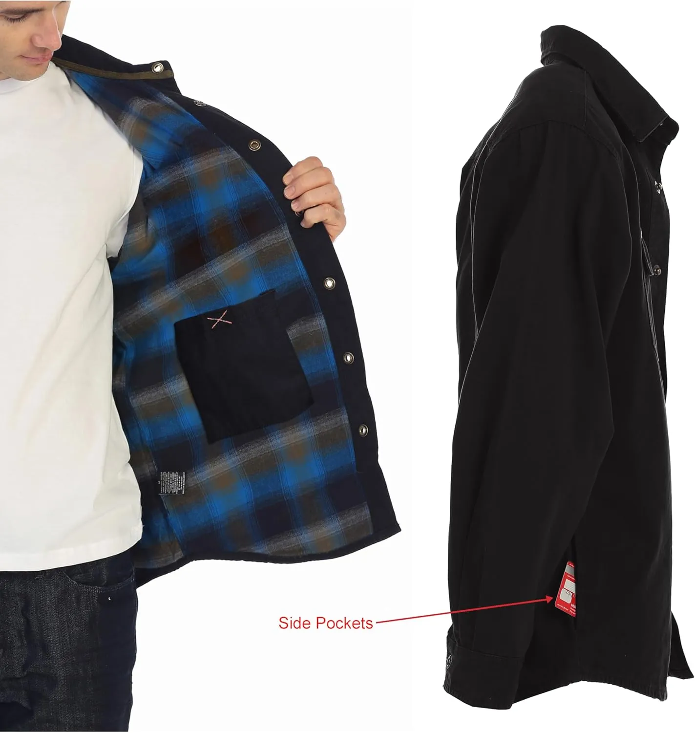 Gioberti Men's 100% Cotton Brushed and Soft Twill Shirt Jacket with Flannel Lining