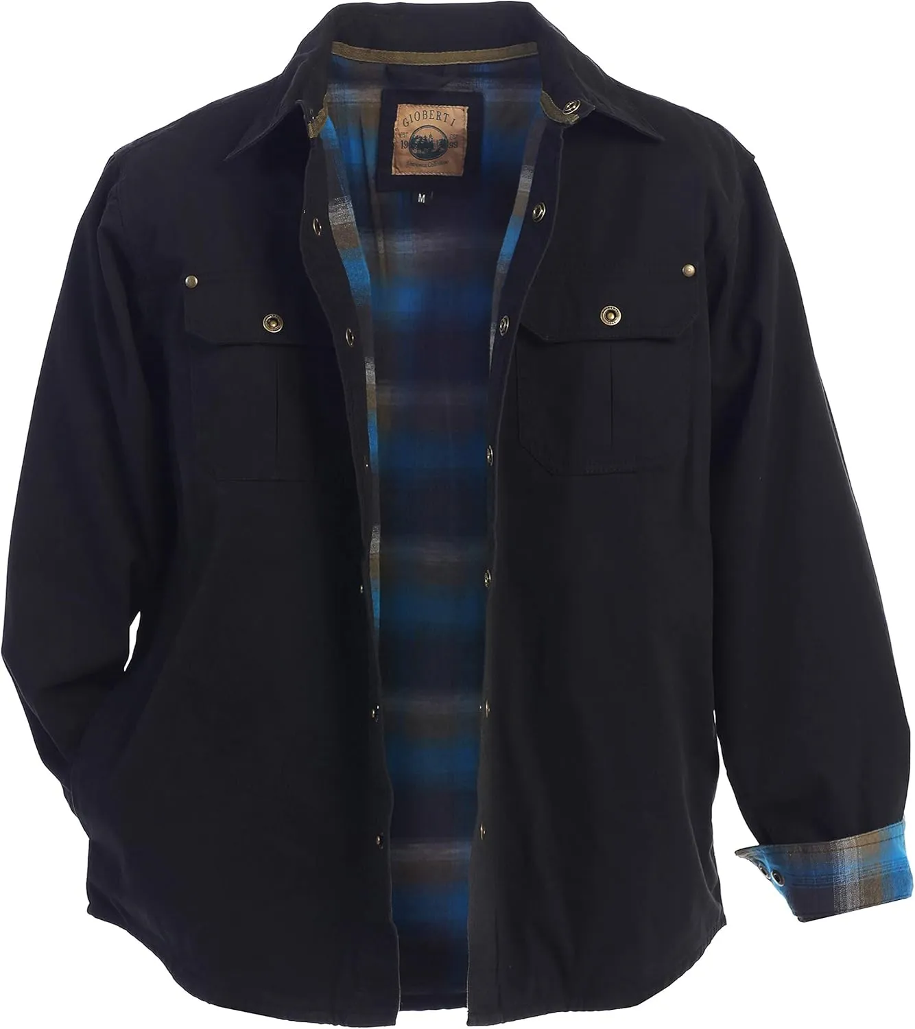 Gioberti Men's 100% Cotton Brushed and Soft Twill Shirt Jacket with Flannel Lining