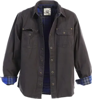 Gioberti Men's 100% Cotton Brushed and Soft Twill Shirt Jacket with Flannel Lining