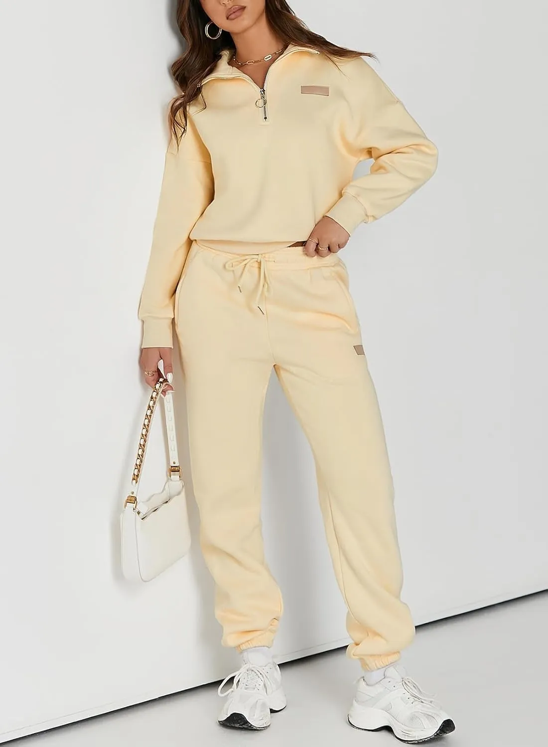 Herseas Women 2 Piece Outfits Sweatsuit Lounge Set Half Zip Pullover with Jogger Airport Tracksuit Matching Pants Set