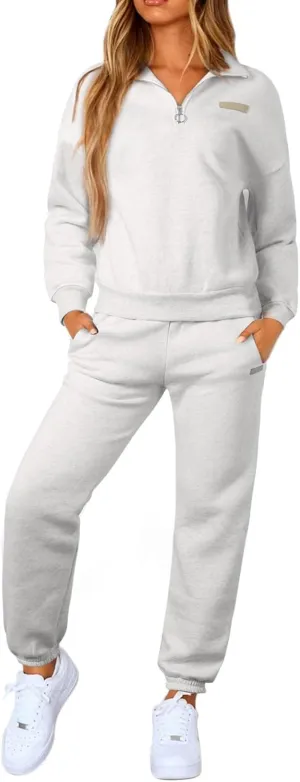 Herseas Women 2 Piece Outfits Sweatsuit Lounge Set Half Zip Pullover with Jogger Airport Tracksuit Matching Pants Set