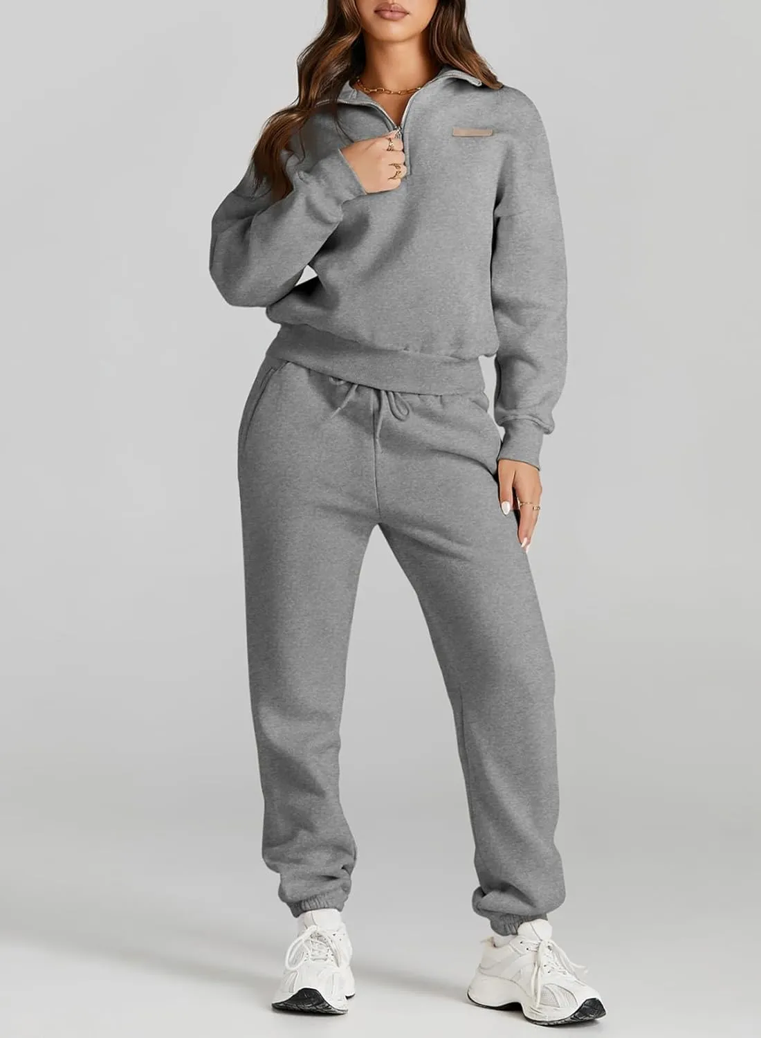 Herseas Women 2 Piece Outfits Sweatsuit Lounge Set Half Zip Pullover with Jogger Airport Tracksuit Matching Pants Set