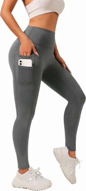 High-Waist Yoga Pants for Women, 4-Pocket Tummy Control Butt-Lifting Workout Leggings