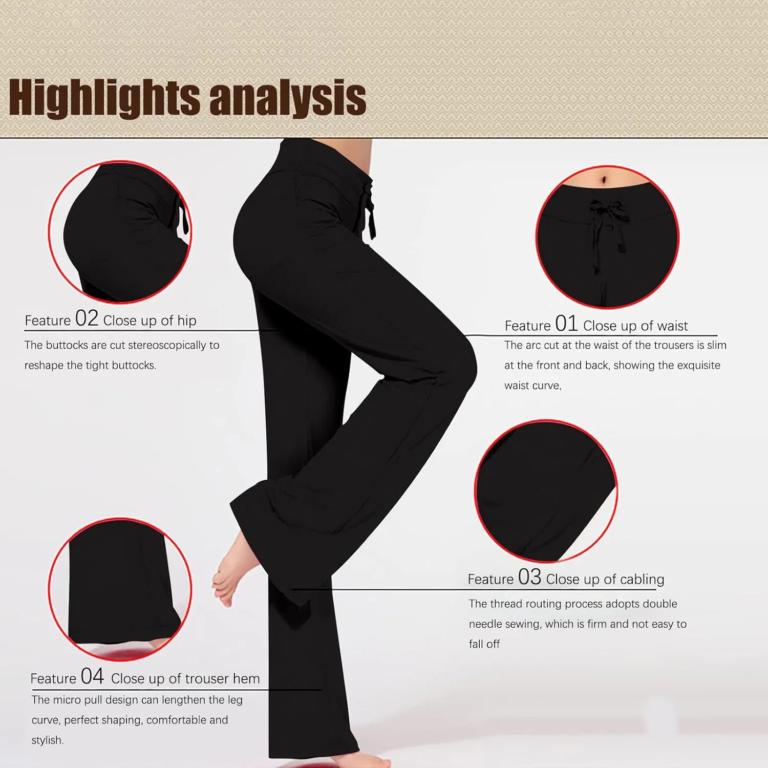 Hvyesh Womens Yoga Pants Wide Leg High Waist Tummy Control Loose Comfy Lounge Trousers Bootcut Drawstring Workout Leggings