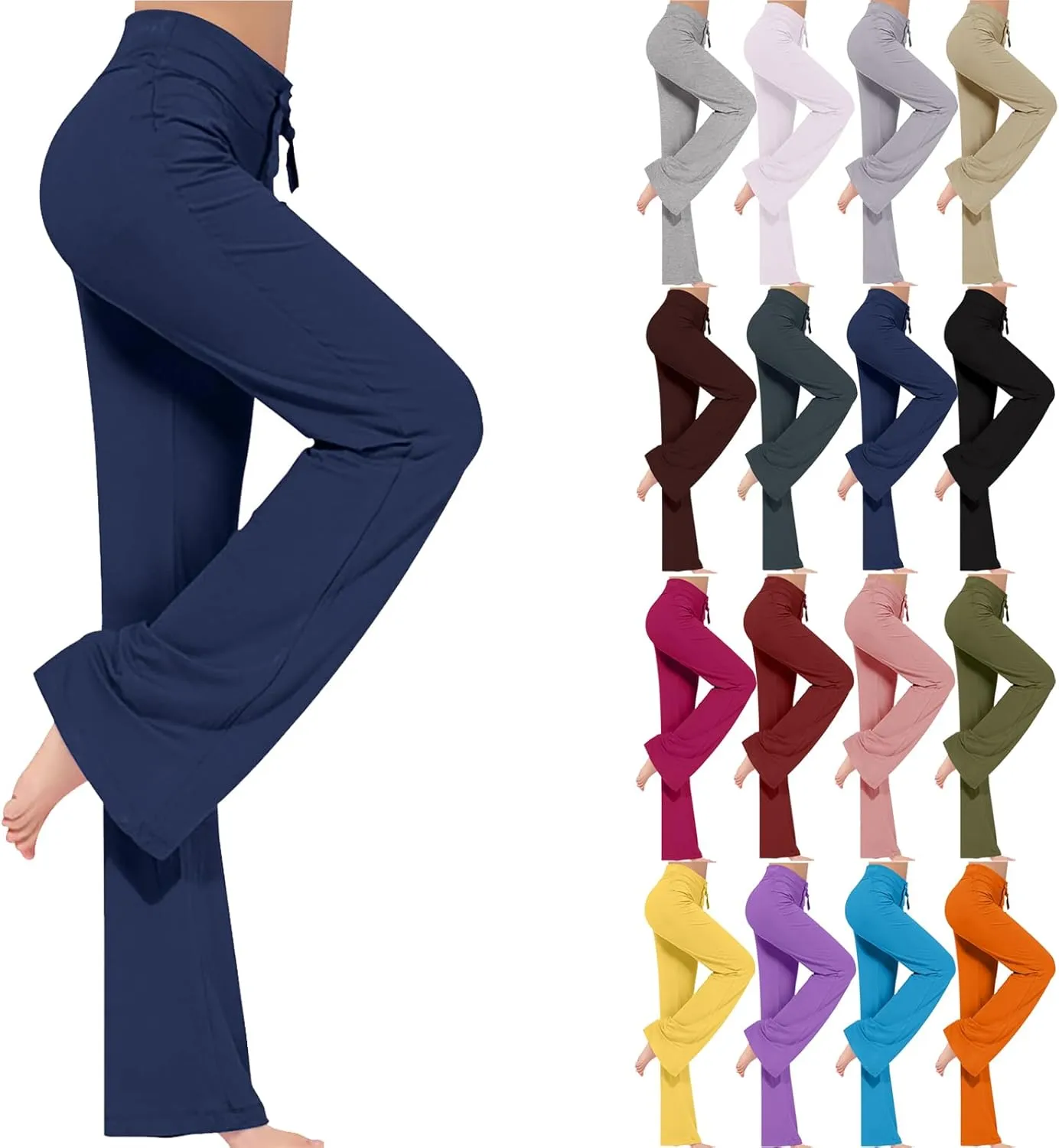 Hvyesh Womens Yoga Pants Wide Leg High Waist Tummy Control Loose Comfy Lounge Trousers Bootcut Drawstring Workout Leggings