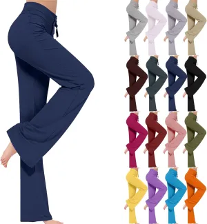 Hvyesh Womens Yoga Pants Wide Leg High Waist Tummy Control Loose Comfy Lounge Trousers Bootcut Drawstring Workout Leggings
