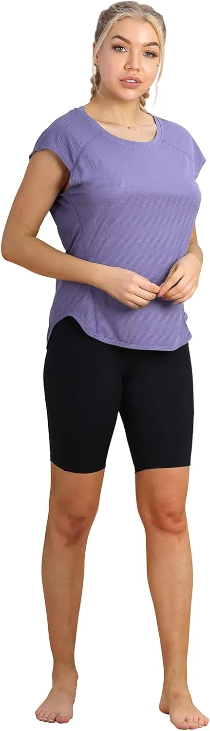 icyzone Workout T-Shirt for Women - Fitness Gym Yoga Running Exercise Cap Sleeves Tops