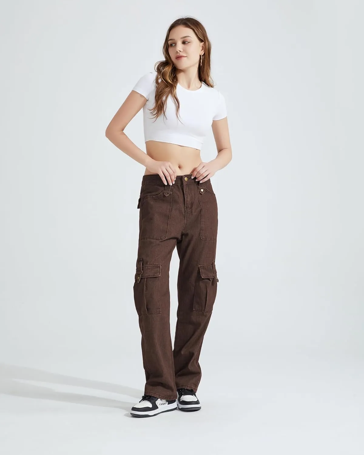 Jeans for Women Baggy Cargo Pants Men Y2K Parachute Pants with Pockets