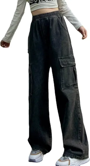 Jeans for Women Baggy Cargo Pants Men Y2K Parachute Pants with Pockets