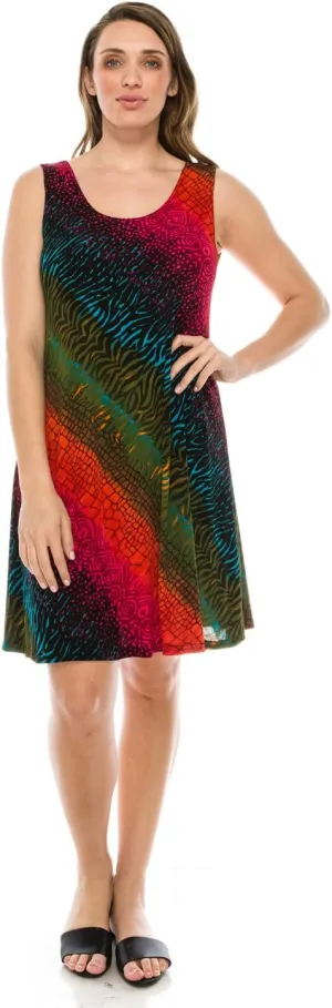 Jostar Plus Size Print Missy Tank Dress- 7003BN-TXP1