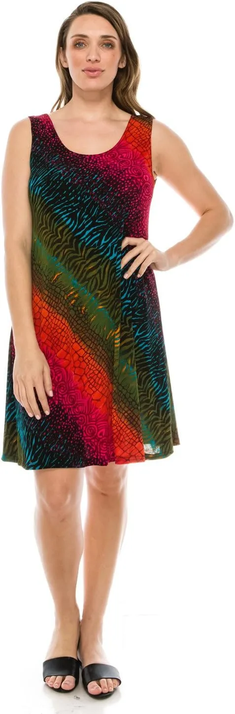 Jostar Plus Size Print Missy Tank Dress- 7003BN-TXP1