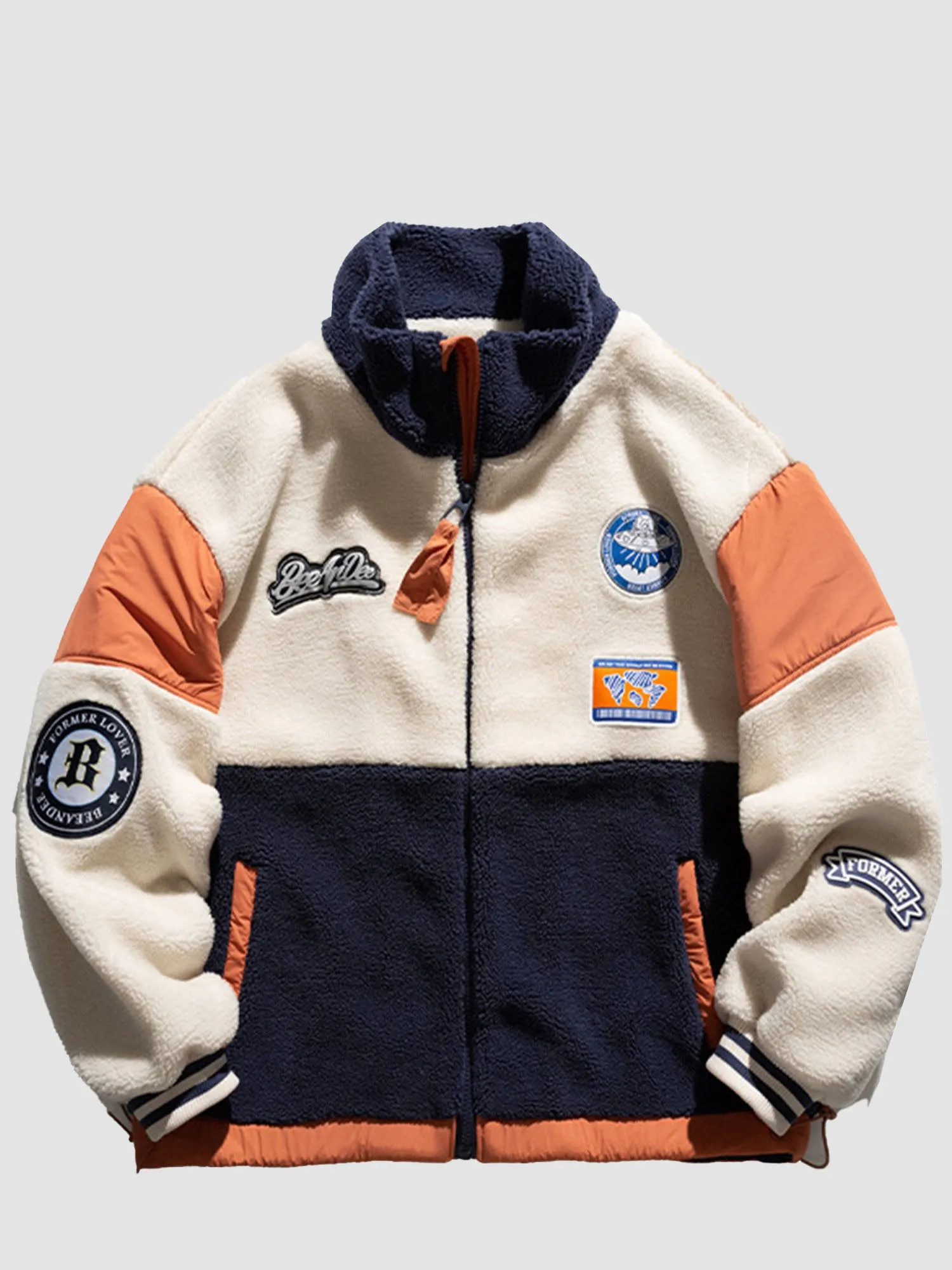 JUSTNOTAG Vintage Print Polyester Turn-down Collar Coats