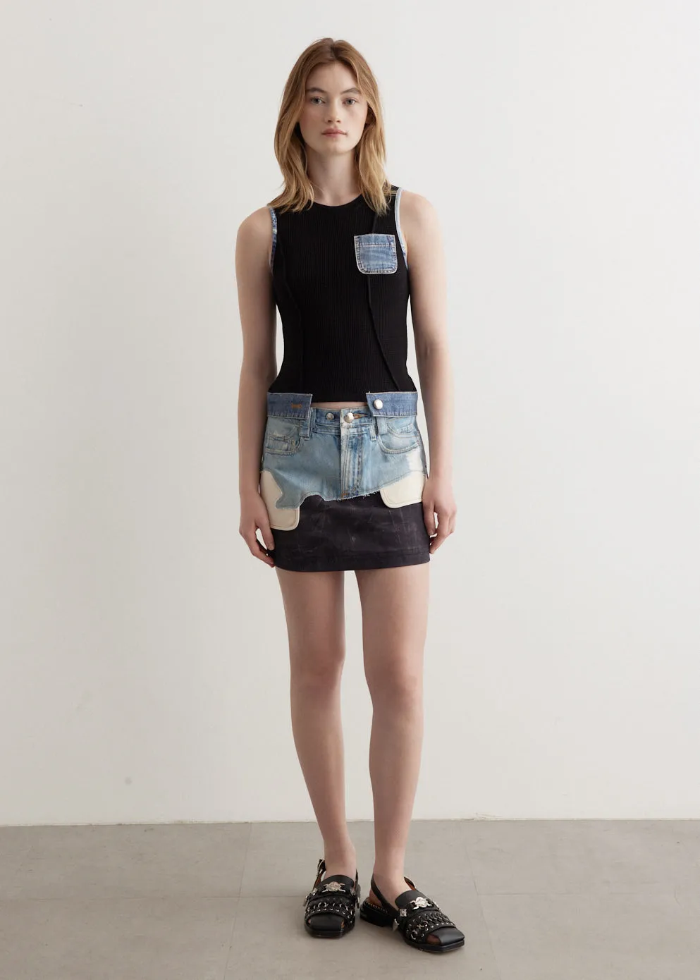 Kris Waffle Denim Sleeveless Top
