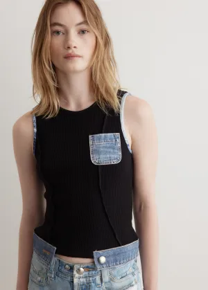 Kris Waffle Denim Sleeveless Top