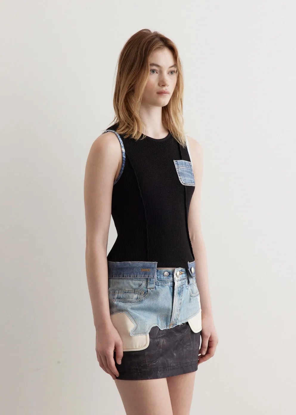 Kris Waffle Denim Sleeveless Top