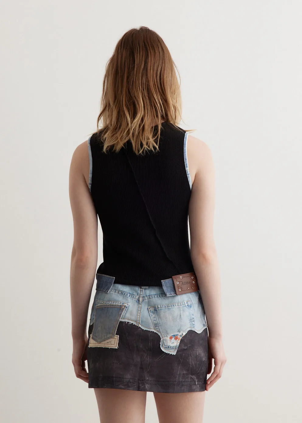 Kris Waffle Denim Sleeveless Top