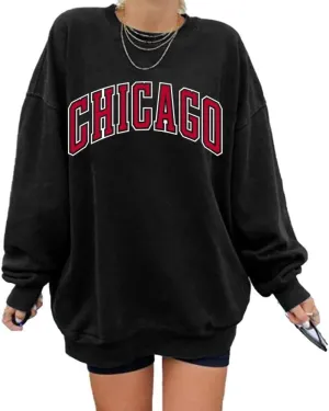 Langwyqu Women's Oversized Sweatshirt Los Angeles California Crewneck Long Sleeve Casual Loose Pullover Tops