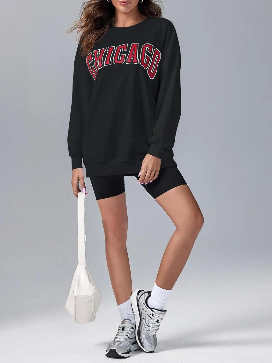 Langwyqu Women's Oversized Sweatshirt Los Angeles California Crewneck Long Sleeve Casual Loose Pullover Tops