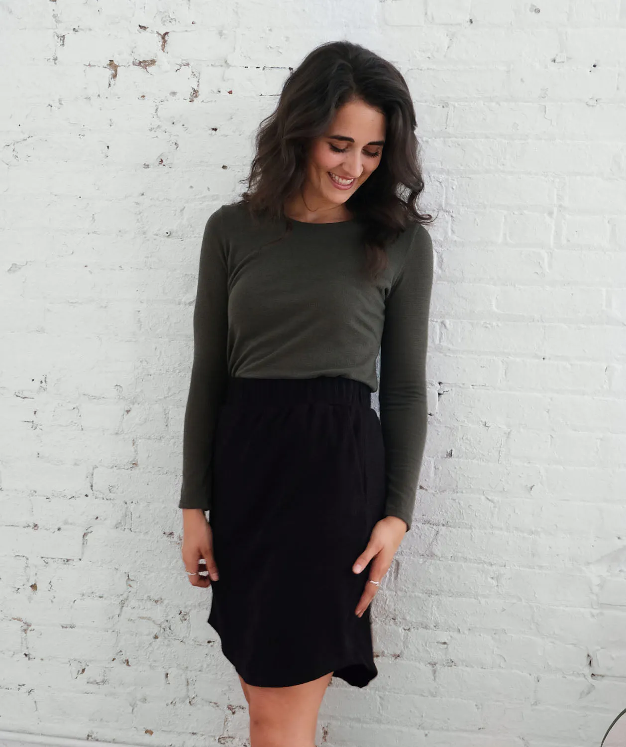 LOTUS waffle knit skirt in Black