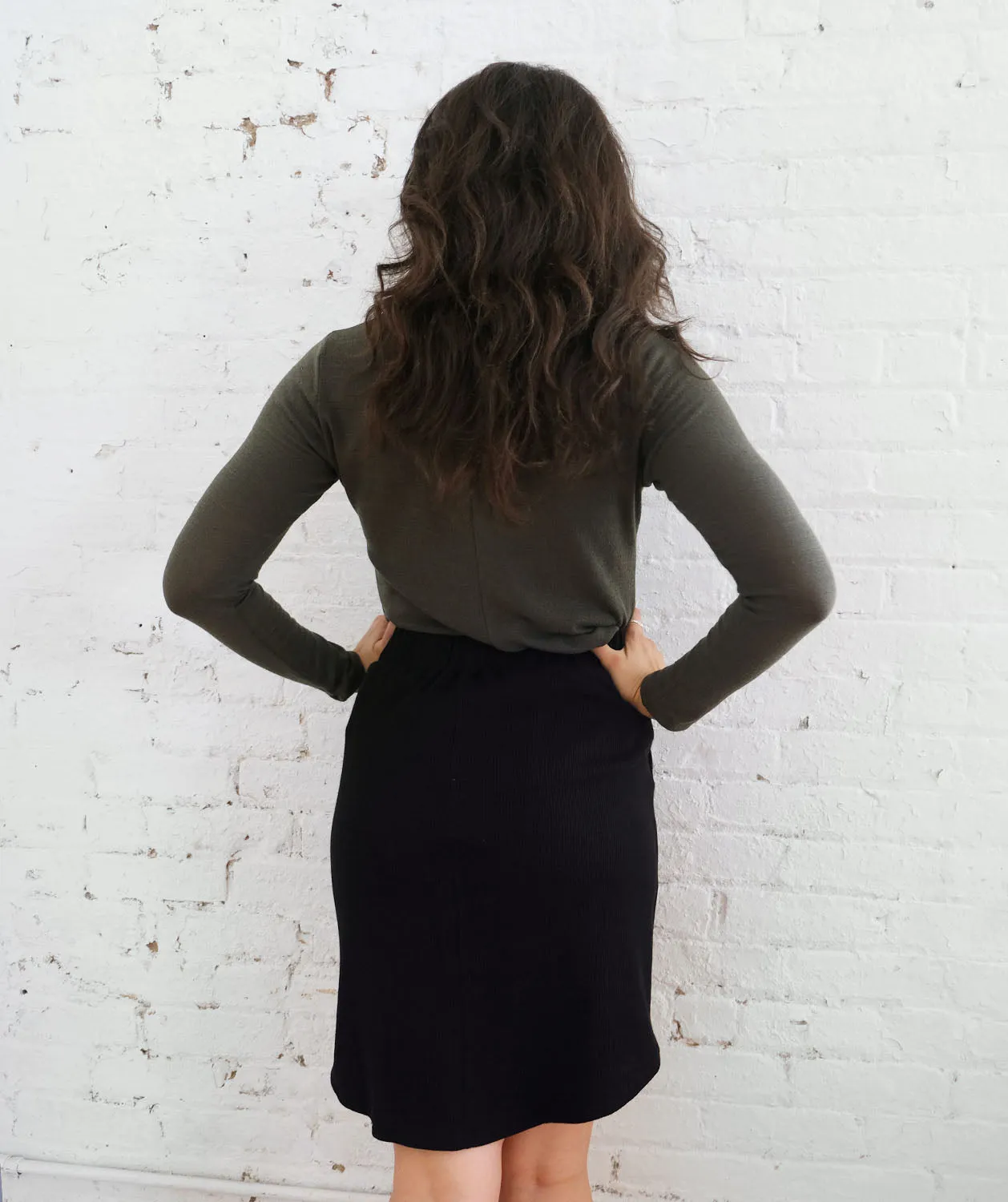 LOTUS waffle knit skirt in Black