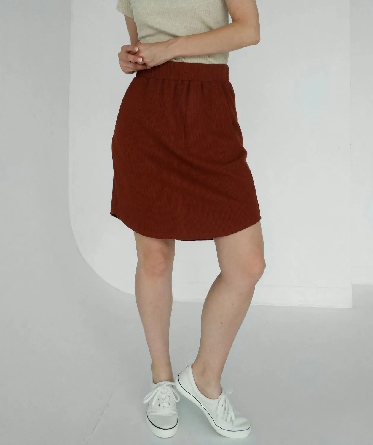 LOTUS waffle knit skirt in Henna