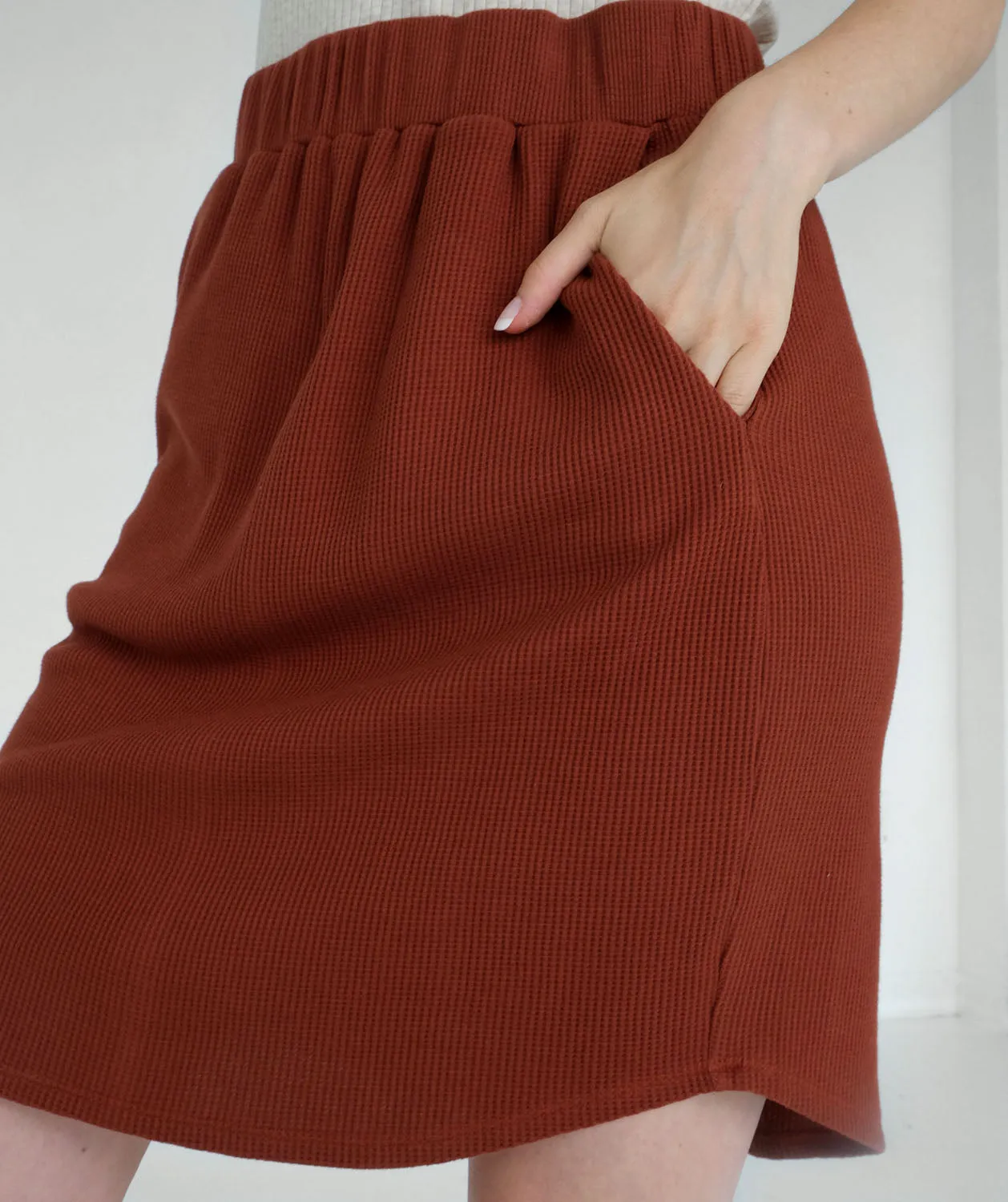 LOTUS waffle knit skirt in Henna