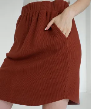 LOTUS waffle knit skirt in Henna
