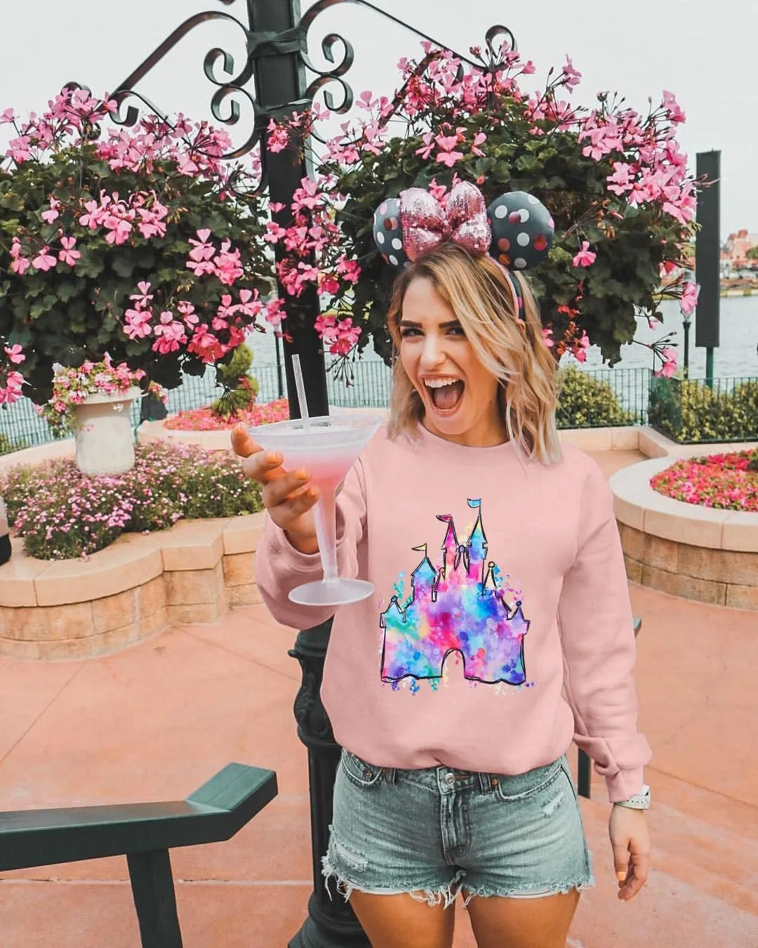LUKYCILD Magic Kingdom Sweatshirts for Women Castle Oversized Sweatshirt Holiday Shirt Graphic Long Sleeve Pullover Tops