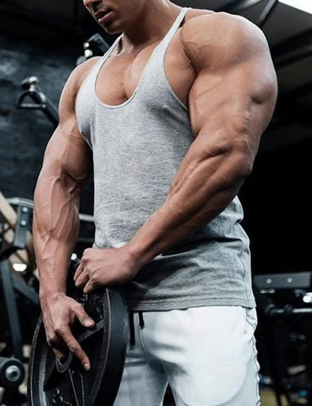 Men Stringer Tank Tops Y-Back Cotton Gym Athletic Workout Muscle Leeveless T-Shirt