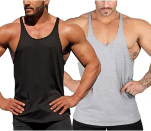 Men Stringer Tank Tops Y-Back Cotton Gym Athletic Workout Muscle Leeveless T-Shirt