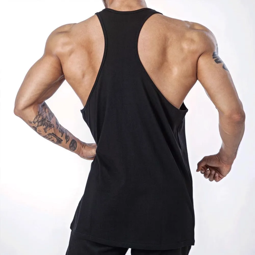 Men Stringer Tank Tops Y-Back Cotton Gym Athletic Workout Muscle Leeveless T-Shirt