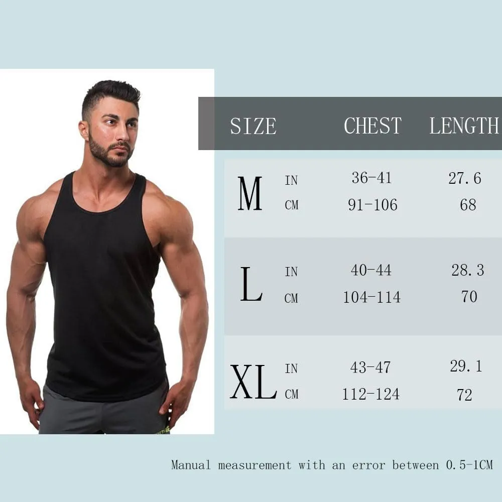 Men Stringer Tank Tops Y-Back Cotton Gym Athletic Workout Muscle Leeveless T-Shirt