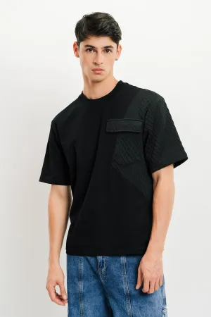 Men's Black Waffle Knit Tee