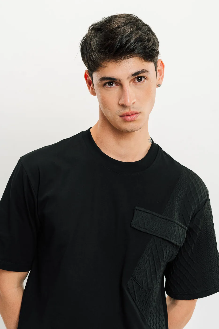 Men's Black Waffle Knit Tee
