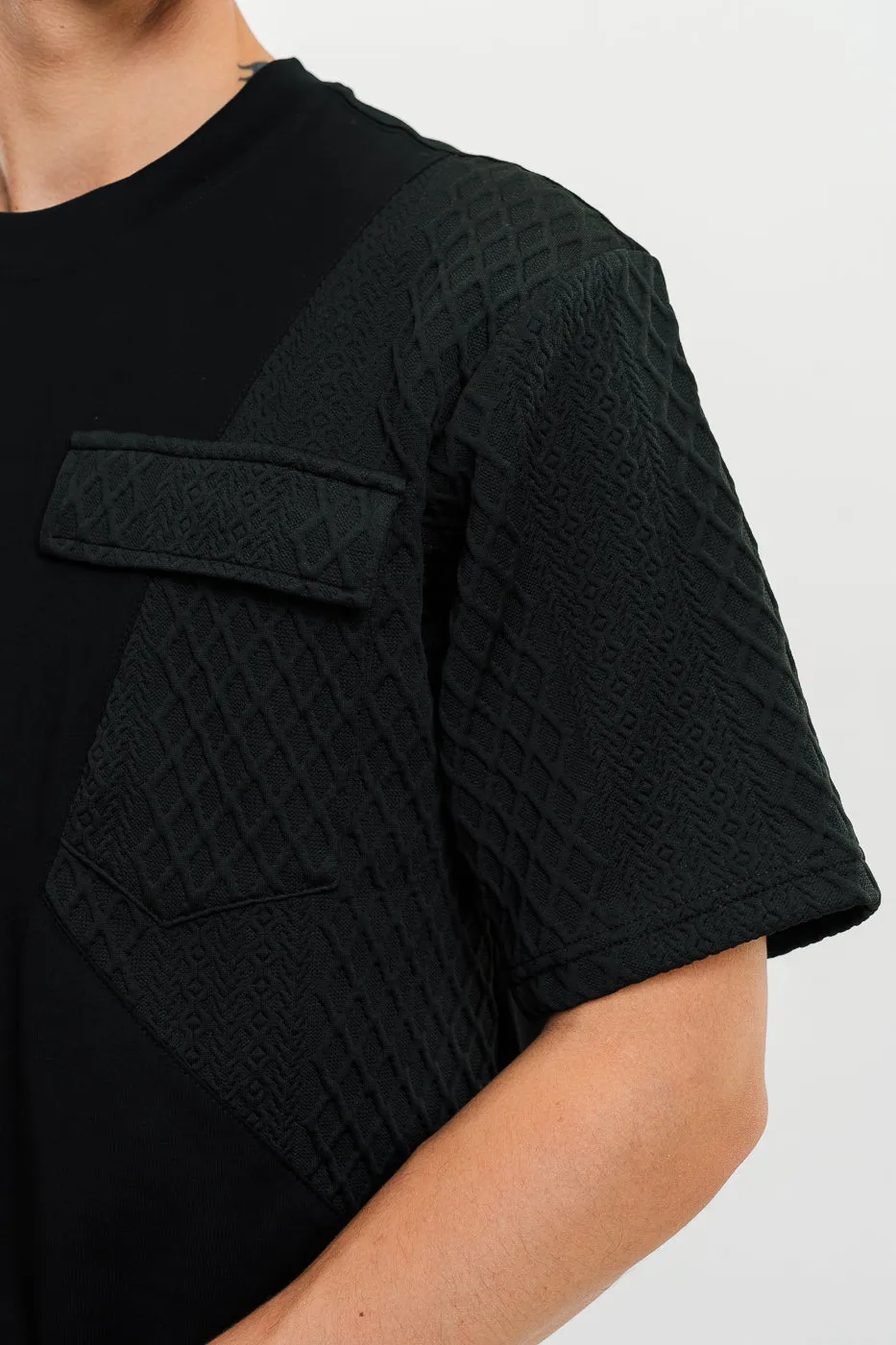 Men's Black Waffle Knit Tee