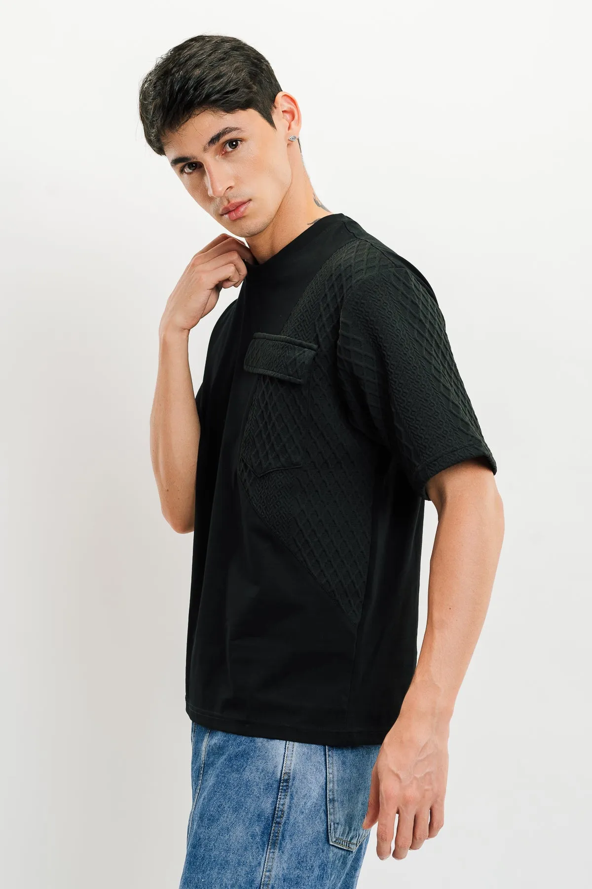 Men's Black Waffle Knit Tee
