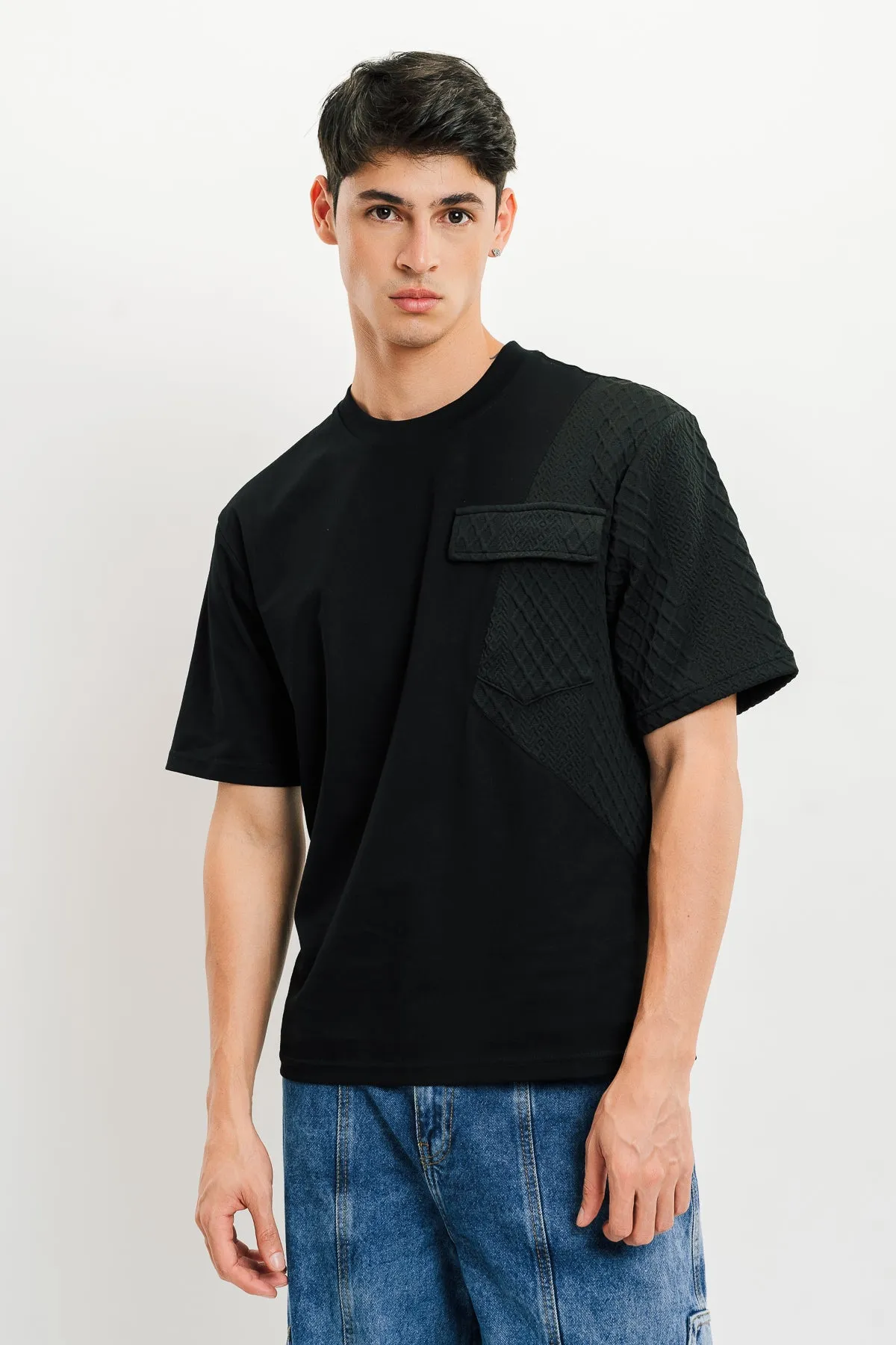 Men's Black Waffle Knit Tee