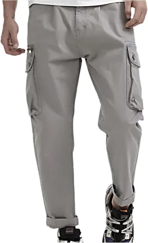 Men's Causal Cargo Pants Solid Color Multi Pockets Trousers Hiking Joggers Outdoorwearing Pants with Pockets